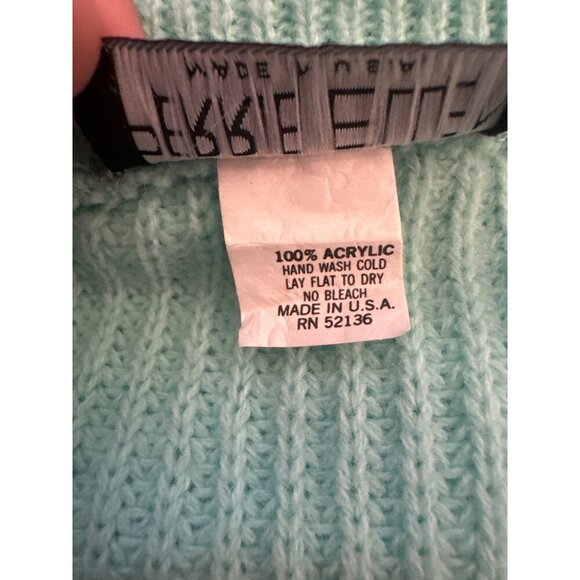 Perrie Ellen 100% Acrylic V-Neck Knit Vest Mint Green Made In USA Women's M - Picture 3 of 4